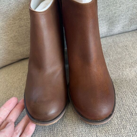BP Lance Block Heel Bootie Leather Cognac Brown Size 8 - Picture 2 of 7